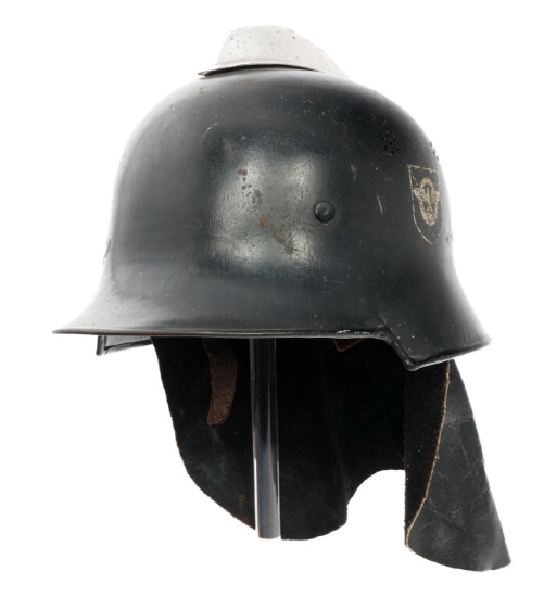 WWII GERMAN FIRE POLICE DD M34 SQUARE DIP HELMET