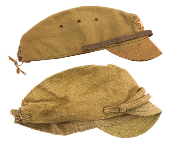 WWII JAPANESE ARMY OFFICER & ENLISTED FIELD CAPS