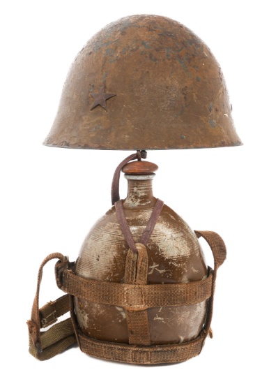 WWII JAPANESE ARMY TYPE 90 HELMET & CANTEEN