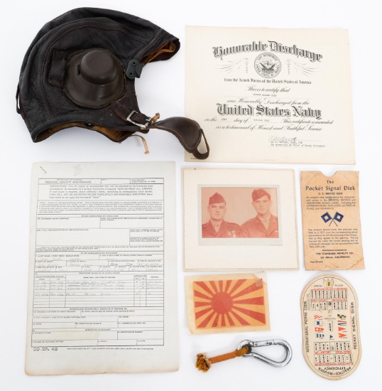 WWII NAMED USMC PILOT NAF-1092 FLIGHT HELMET GROUP