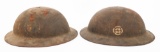 WWI US AEF 110th ENG. & 69th INF. M1917 HELMETS
