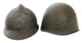 WWI - WWII FRENCH M15 ADRIAN & ITALIAN M33 HELMETS