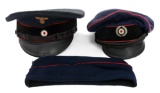 WWII GERMAN FIRE POLICE & REICHSBAHN CAPS