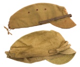 WWII JAPANESE ARMY OFFICER & ENLISTED FIELD CAPS