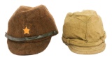 WWII JAPANESE ARMY OFFICER & ENLISTED FIELD CAPS