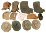 WWII US ARMY & NAVY CAPS, HOODS & FLYING LINERS