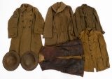 WWI US AEF HELMETS, TUNICS, OVERCOATS & VEST
