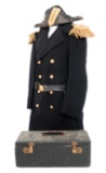 PRE-WWII NAMED USN OFFICER COAT, BELT & BICORNE