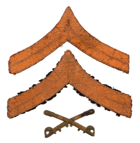 CIVIL WAR US CAVALRY CORPORAL RANKS & CAP BADGE