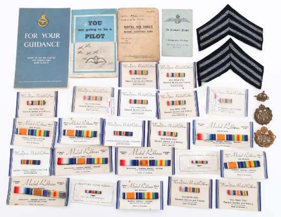 WWI BRITISH RAF RANKS, BADGES & CLOTHING CARD