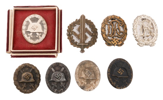 WWII GERMAN SA, DRL & HEER WOUND BADGES
