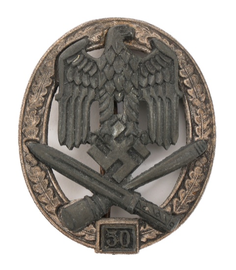 WWII GERMAN GENERAL ASSAULT BADGE 50 CLASS by RK