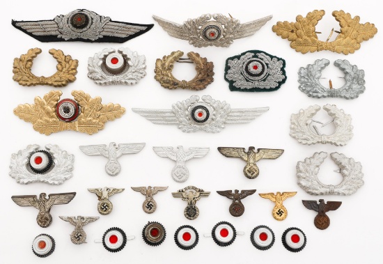WWII GERMAN WEHRMACHT & SA HEADGEAR INSIGNIA