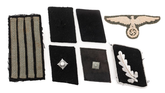 WWII GERMAN SS SLEEVE EAGLE, COLLAR TABS & RANKS