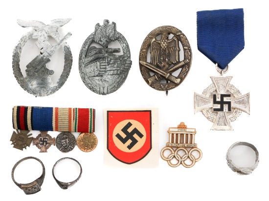 WWII GERMAN HELMET DECAL, MEDALS, & INSIGNIA