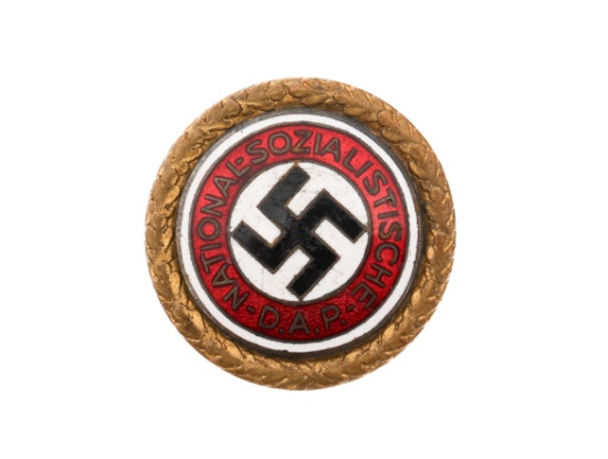 WWII GERMAN NSDAP GOLDEN PARTY PIN by DESCHLER