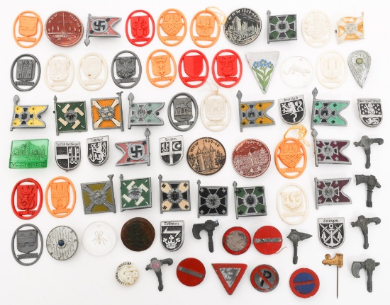 WWII GERMAN POLITICAL TINNIES & REGT. FLAG PINS