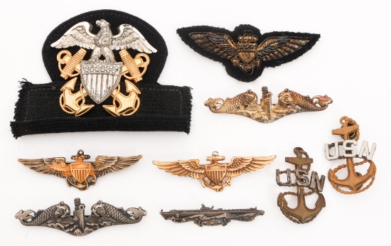 WWII - COLD WAR US NAVY BADGES & AVIATOR WINGS