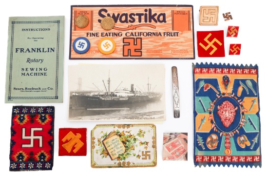 WWII US ARMY 45th I.D. & SWASTIKA INSIGNIA & ITEMS