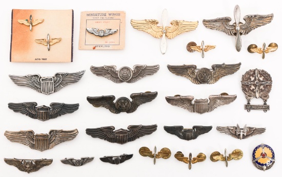 WWII USAAF PILOT, AIR CREW WING BADGES & INSIGNIA