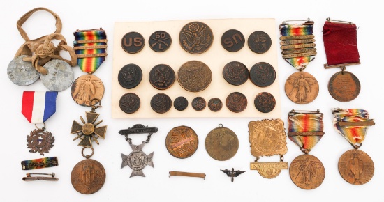 WWI US & FRENCH MEDAL & INSIGNIA GROUP