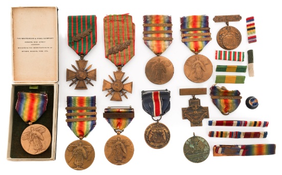 WWI US VICTORY & FRENCH WAR CROSS MEDALS