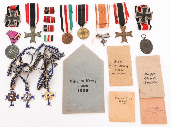WWII GERMAN IRON, MERIT, MOTHER'S CROSS & MEDALS