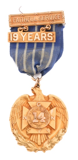 10K GOLD NEW YORK NG 19 YEAR SERVICE MEDAL