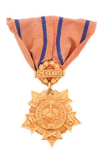 14K GOLD NEW YORK NG 25 YEAR SERVICE MEDAL