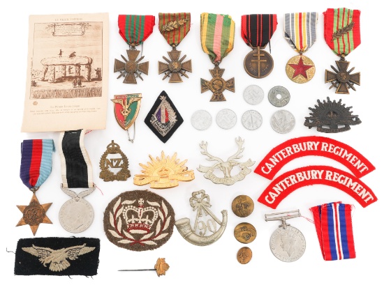 WWII - COLD WAR FRENCH, AUS, & NZ BADGES & MEDALS