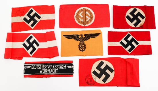 WWII GERMAN SA, HJ, NSDAP & WEHRMACHT ARMBANDS