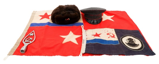 SOVIET HEADGEAR, FLAGS & POLE TOPPER