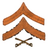CIVIL WAR US CAVALRY CORPORAL RANKS & CAP BADGE