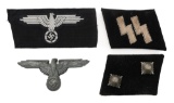 WWII GERMAN SS BADGE, BREAST EAGLE & COLLAR TABS
