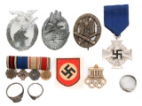 WWII GERMAN HELMET DECAL, MEDALS, & INSIGNIA