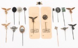 WWII GERMAN LUFTWAFFE, SS, DAF & SA STICK PINS