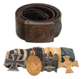 WWI IMPERIAL GERMAN MEDAL BAR & BELT WITH BUCKLE