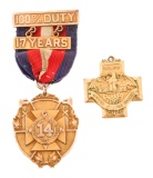 10K GOLD NY NG & WEST VIRGINIA WWI SERVICE MEDALS