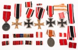 WWII GERMAN IRON, WAR MERIT CROSSES & MEDALS