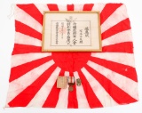 WWII JAPANESE VETERAN ASSOC. BADGE, FLAG & CERT.