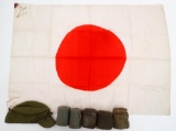 WWII IMPERIAL JAPANESE FIELD CAP, FLAG & LEGGINGS
