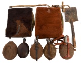 WWII GERMAN M34 PONY FUR PACK, SHOVEL & CANTEENS