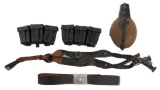WWII GERMAN AMMO POUCHES, BELT, & FIELD GEAR