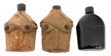 WWII USMC BLACK ENAMEL CANTEENS & COVERS