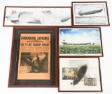 HINDENBURG LITHOGRAPH, DIAGRAM & NEWSPAPER