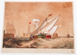 ENTRANCE OF CALAIS HARBOUR LITHOGRAPH BY JW TURNER