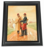 R. HALBERT FRENCH OFFICER OIL ON BOARD PAINTING