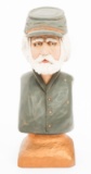 HAND PAINTED & CARVED WOODEN CONFEDERATE BUST