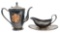 SILVER PLATED WWII US ARMY TEAPOT, NAVY GRAVY BOAT