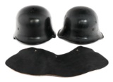 WWII GERMAN FIRE POLICE M34 & SQUARE DIP HELMETS